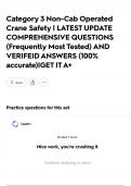 Category 3 Non-Cab Operated Crane Safety &vert; LATEST UPDATE COMPREHENSIVE QUESTIONS &lpar;Frequently Most Tested&rpar; AND VERIFEID ANSWERS &lpar;100&percnt; accurate&rpar;&vert;GET IT A&plus;