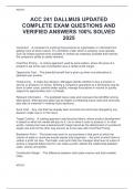 ACC 241 DALLMUS UPDATED  COMPLETE EXAM QUESTIONS AND  VERIFIED ANSWERS 100&percnt; SOLVED  2025