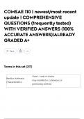 COMSAE 110 &vert; newest&sol;most recent update &vert; COMPREHENSIVE QUESTIONS &lpar;frequently tested&rpar; WITH VERIFIED ANSWERS &lpar;100&percnt; ACCURATE ANSWERS&rpar;&vert;ALREADY GRADED A&plus;