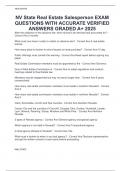 NV State Real Estate Salesperson EXAM  QUESTIONS WITH ACCURATE VERIFIED  ANSWERS GRADED A&plus; 2025 