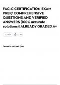 FAC-C CERTIFICATION EXAM PREP&sol; COMPREHENSIVE QUESTIONS AND VERIFIED ANSWERS &lpar;100&percnt; accurate solutions&rpar;&vert; ALREADY GRADED A&plus;
