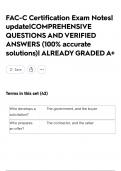 FAC-C Certification Exam Notes&vert; update&vert;COMPREHENSIVE QUESTIONS AND VERIFIED ANSWERS &lpar;100&percnt; accurate solutions&rpar;&vert; ALREADY GRADED A&plus;