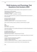 TEAS Anatomy and Physiology Test  Questions And Answers 2025 