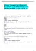 Dietary Manager Actual Exam with Questions and Multiple Choices and Verified Answers 2025 GRADED A&plus;