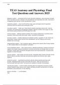 TEAS Anatomy and Physiology Final  Test Questions and Answers 2025