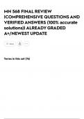 MN 568 FINAL REVIEW &vert;COMPREHENSIVE QUESTIONS AND VERIFIED ANSWERS &lpar;100&percnt; accurate solutions&rpar;&vert; ALREADY GRADED A&plus;&sol;NEWEST UPDATE