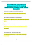 Praxis 2 Middle School English Language Arts &lpar;5047&rpar;-Reading Questions and Answers Latest Version  Graded A&plus;