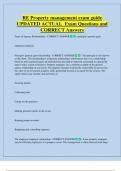 RE Property management exam guide   UPDATED ACTUAL  Exam Questions and  CORRECT Answers 