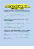 Real Property Management Exam 1  UPDATED  ACTUAL Exam Questions and  CORRECT Answers 