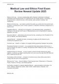 Medical Law and Ethics Final Exam  Review Newest Update 2025 
