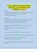 CAM -Certified Apartment Manager  UPDATED   Exam Questions and  CORRECT Answers 
