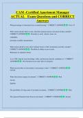 CAM -Certified Apartment Manager  ACTUAL   Exam Questions and CORRECT  Answers 