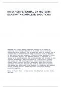 NR 547 DIFFERENTIAL DX MIDTERM EXAM WITH COMPLETE SOLUTIONS
