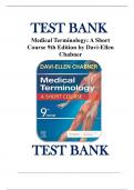 Test Bank For Medical Terminology A Short Course 9th Edition by Davi Ellen Chabner &vert;Complete Guide A&plus;