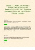 BIOD121 &sol; BIOD 121 Module 2&colon; &lpar;Latest Update 2025 &sol; 2026&rpar; Essentials in Nutrition &vert; Questions & Answers &vert; Grade A 100&percnt; Correct - Portage Learning