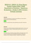 BIOD121 &sol; BIOD 121 Final Exam&colon; &lpar;Latest Update 2025 &sol; 2026&rpar; Essentials in Nutrition &vert; Questions & Answers &vert; Grade A 100&percnt; Correct - Portage Learning