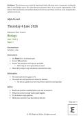 Summer 2026 AQA A Level Biology Predicted Exam - Paper 1