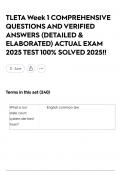 TLETA Week 1 COMPREHENSIVE QUESTIONS AND VERIFIED ANSWERS &lpar;DETAILED & ELABORATED&rpar; ACTUAL EXAM 2025 TEST 100&percnt; SOLVED 2025&excl;&excl;