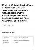 RCAL - NAB Administrator Exam &lpar;Federal&rpar; 2025 UPDATE&vert; QUESTIONS AND VERIFIED ANSWERS &lpar;COMPLETE SOLUTIONS&rpar; GUARANTEED SUCCESS &vert;GRADE A&plus;&excl;&excl; &lpar;100&percnt; ACCURATE&rpar; GET IT RIGHT&excl;&excl;