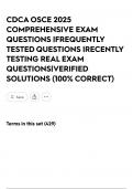 CDCA OSCE 2025 COMPREHENSIVE EXAM QUESTIONS &vert;FREQUENTLY TESTED QUESTIONS &vert;RECENTLY TESTING REAL EXAM QUESTIONS&vert;VERIFIED SOLUTIONS &lpar;100&percnt; CORRECT&rpar;