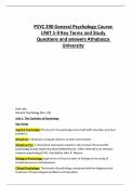PSYC 290 General Psychology Course UNIT 1-9 Key Terms and Study Questions and answers Athabasca University