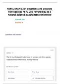 FINAL EXAM &lpar;204 questions and answers new update&rpar; PSYC 289 Psychology as a Natural Science at Athabasca University