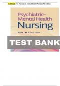 TEST BANK FOR Psychiatric Mental Health Nursing 9th Edition&vert;ISBN 9781975184773&vert; 100&percnt; VERIFIED &vert; COMPLETE GUIDE &vert; A&plus; GRADE ASSURED&excl;&excl;&excl; LATEST UPDATE&excl;&excl;&excl;&excl; GUARANTEED SUCCESS&excl;&excl;&excl;&excl;