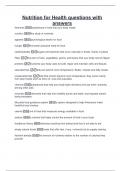 Nutrition for Health questions with  answers 