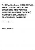 TMC Practice Exam &lpar;2025&rpar; ACTUAL EXAM &lpar;TESTING REAL EXAM QUESTIONS&rpar; AND VERIFIED ANSWERS &lpar;MULTIPLE CHOICES&rpar; &vert;COMPLETE SOLUTIONS &vert;A&plus; GRADED &vert;100&percnt; CORRECT&excl;&excl;