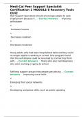 Medi-Cal Peer Support Specialist Certification 1 MODULE 8 Recovery Tools QUIZ