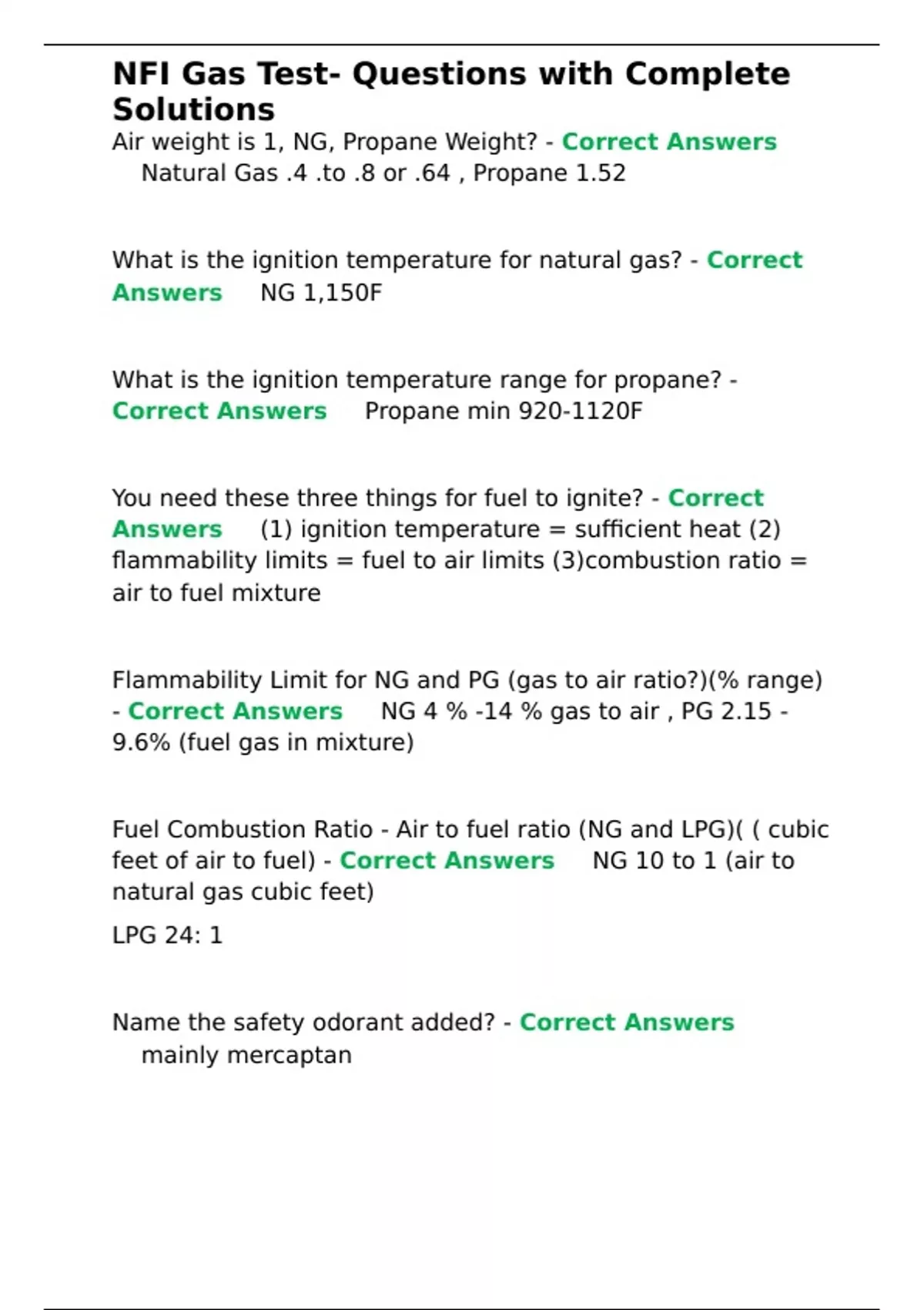 NFI Gas Test- Questions with Complete Solutions - NFI Exm - Stuvia US
