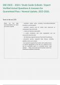 DSE OSCE &ndash; 2024 &sol; Study Guide Q-Bank &sol; Expert Verified Actual Questions & Answers for Guaranteed Pass &sol; Newest Update&comma; 2025-2026&period;  