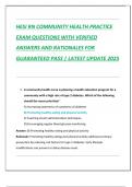 HESI RN COMMUNITY HEALTH PRACTICE  EXAM QUESTIONS WITH VERIFIED  ANSWERS AND RATIONALES FOR  GUARANTEED PASS &vert; LATEST UPDATE 2025