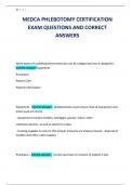 MEDCA PHLEBOTOMY CERTIFICATION EXAM QUESTIONS AND CORRECT ANSWERS