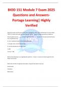 BIOD 151 Module 7 Exam 2025 Questions and Answers- Portage Learning&vert; Highly Verified