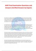 AHIP Final Examination Questions and Answers &lpar;Verified Answers by Expert&rpar;