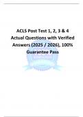 ACLS Post Test 1&comma; 2&comma; 3 & 4 Actual Questions with Verified Answers &lpar;2025 &sol; 2026&rpar;&comma; 100&percnt; Guarantee Pass
