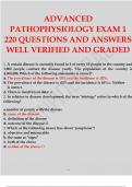 Advanced Pathophysiology Exam 1 &ndash; 220 Verified Questions and Answers &lpar;Graded A&plus;&comma; 2024&rpar;