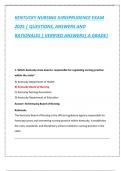 KENTUCKY NURSING JURISPRUDENCE EXAM  2025 &vert; QUESTIONS&comma; ANSWERS AND  RATIONALES &vert; VERIFIED ANSWERS&vert; A GRADE&vert;