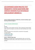 LEO ENTRANCE EXAM PRACTICE TEST FREQUENTLY TESTED QUESTIONS AND  VERIFIED ANSWERS PLUS RATIONALES  2025&vert;ALREADY GRADED A&plus;