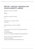 BIO 310 - Lab Exam 1 Questions and answers graded A&plus; updated