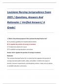 Louisiana Nursing Jurisprudence Exam  2025 &vert; Questions&comma; Answers And  Rationales &vert; Verified Answers&vert; A  Grade