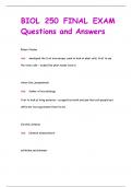 BIOL 250 FINAL EXAM Questions and Answers