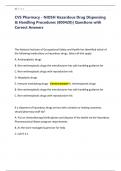 CVS Pharmacy - NIOSH Hazardous Drug Dispensing & Handling Procedures &lpar;800420&rpar;&vert; Questions with Correct Answers