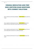 VIRGINIA MEDICATION AIDE PREP 2025&vert; CERTIFIED EXAM QUESTIONS WITH CORRECT SOLUTIONS