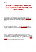 New York Personal Lines Final Exam 2025 &vert; Certified Exam Questions With Correct Answers
