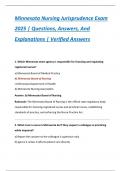 Minnesota Nursing Jurisprudence Exam  2025 &vert; Questions&comma; Answers&comma; And  Explanations &vert; Verified Answers