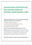 MICHIGAN NURSING JURISPRUDENCE EXAM  2025 &vert; QUESTIONS&comma; ANSWERS AND  RATIONALES &vert; VERIFIED ANSWERS&vert; A GRADE&vert;