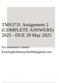 TMS3731 Assignment 2 &lpar;COMPLETE ANSWERS&rpar; 2025 - DUE 29 May 2025