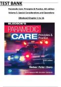 Paramedic Care&colon; Principles & Practice &lpar;6th Edition&comma; Volume 5&rpar; &ndash; Test Bank &lpar;Chapters 1&ndash;16&rpar; with Multiple Choice Questions and Verified Answers